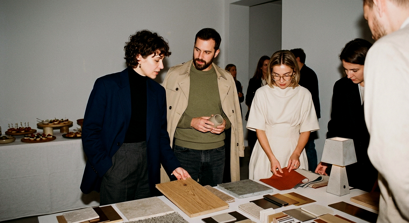 Interactive architectural exhibition experience with Spanish design materials